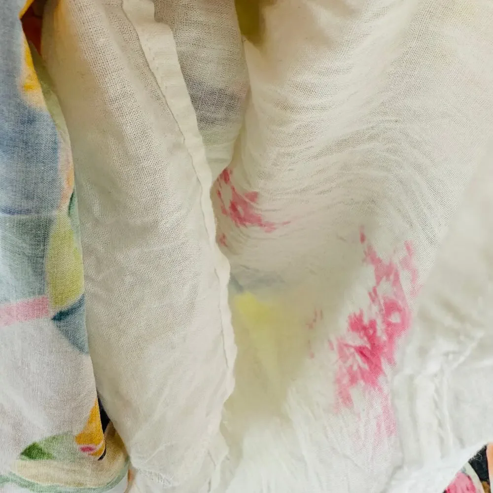 TCEC Vibrant Abstract A-Line Cotton Dress Colorful Tiered Mini Ruffle Size L - Picture 7 of 9